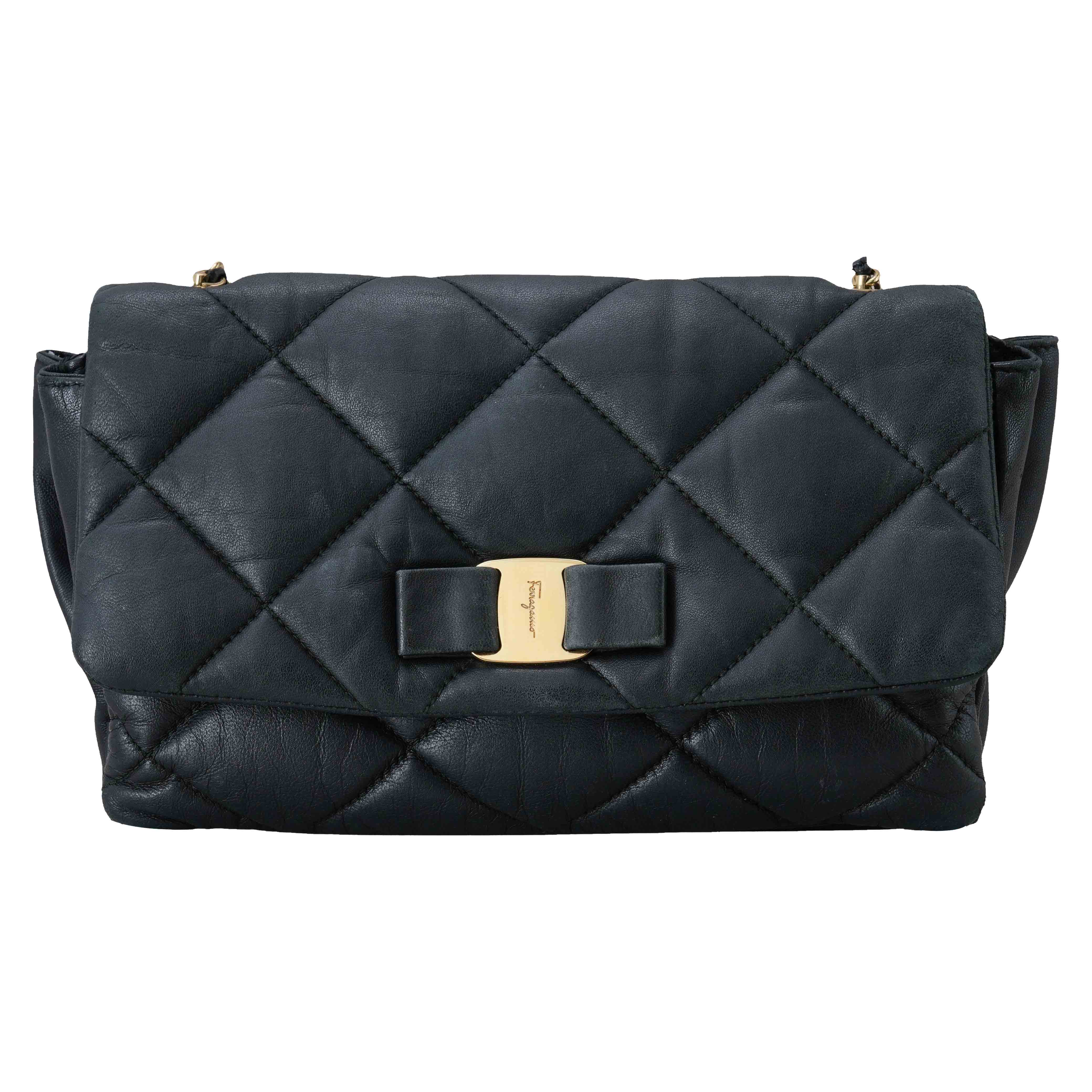 FERRAGAMO(USED)페레가모 바라리본 퀼팅 체인 숄더백